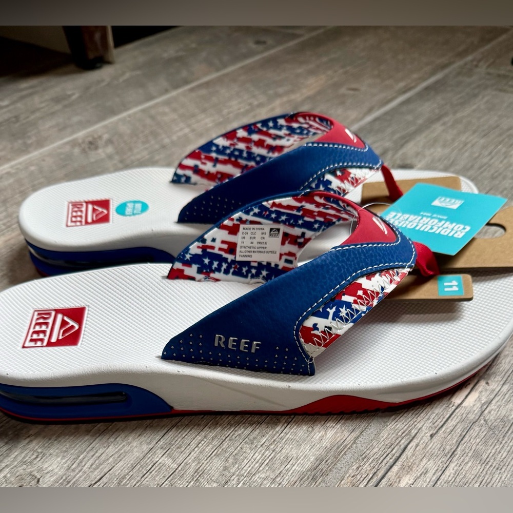 Reef Mick Fanning Flip Flops- Patriotic Red, White, and Blue Straps